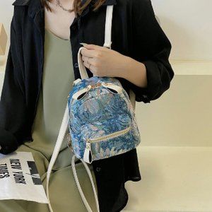 Cute Oil Painting Flowers Fashion Luxury Designer Small Backpack for Women 2021